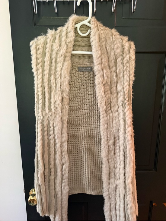 bagatelle Sweaters - bagatelle Cream Faux Fur-Trim Open Front Knit Vest